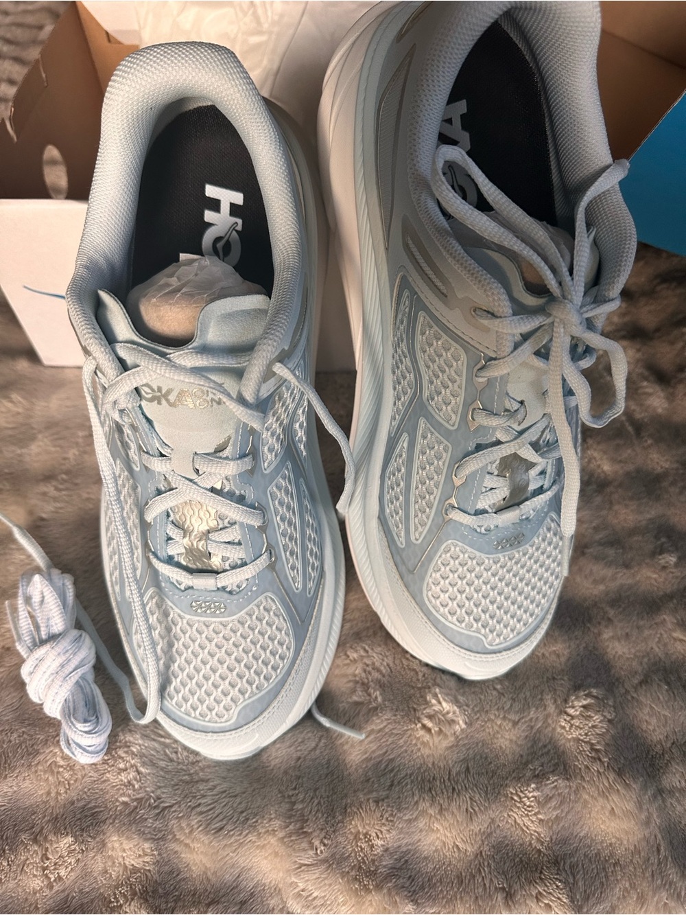 HOKA Clifton One9 Sneakers – Clear Lake/White – Women's 10 – NIB – Rare Colorway - Picture 2 of 8